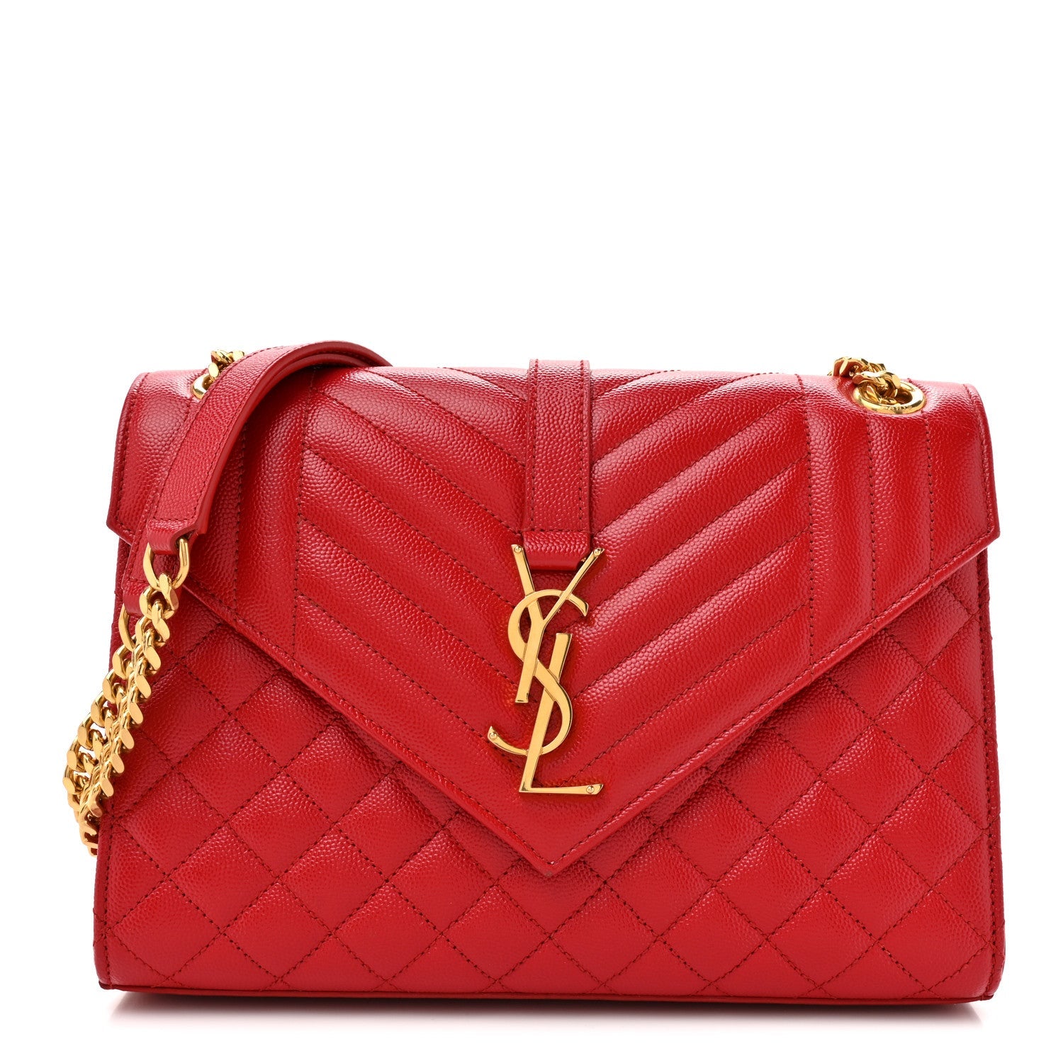 Grain De Poudre Textured Mixed Matelasse Triquilt Medium Monogram Satchel New Red
