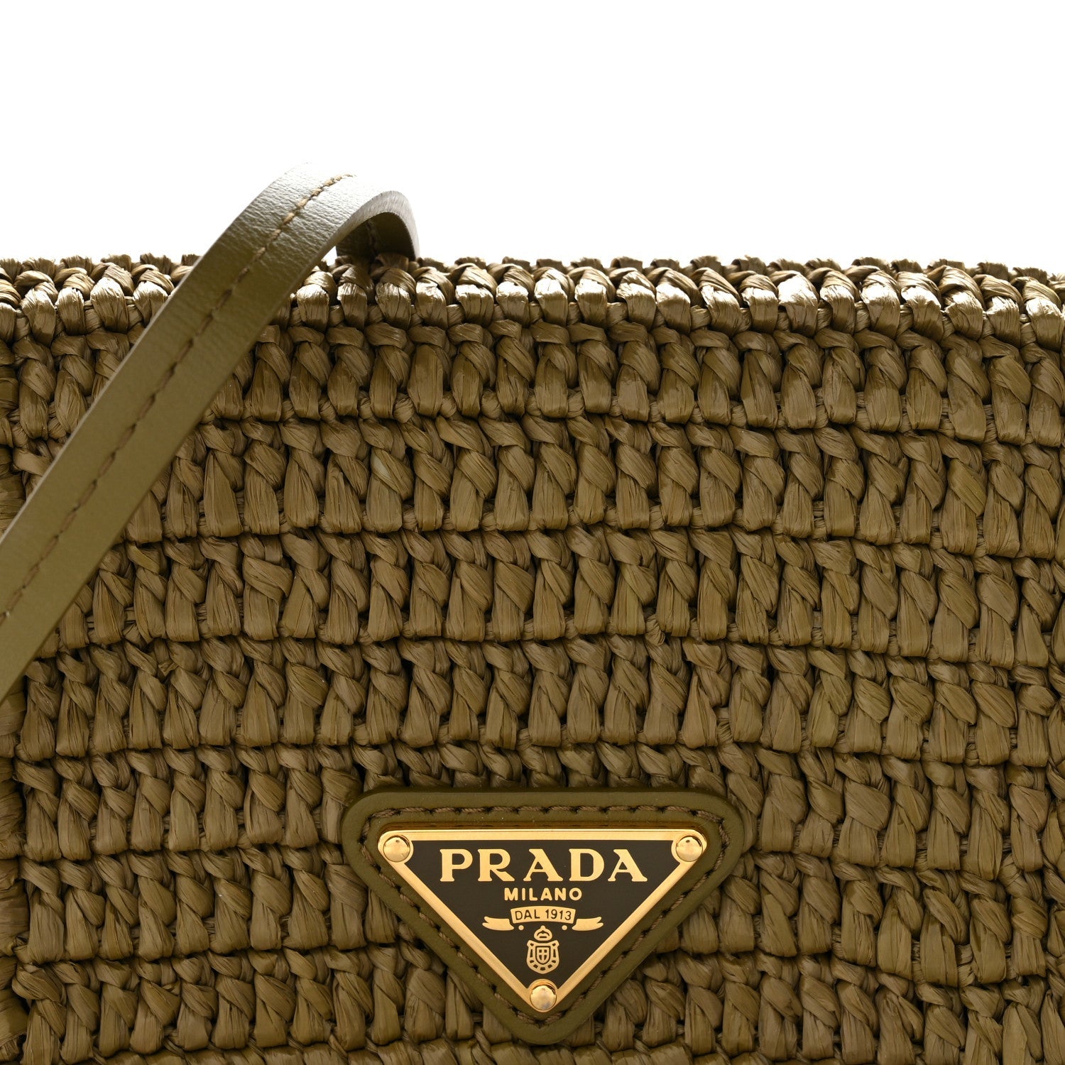 Raffia Effect Crochet Metal Triangle Logo  Holder Oliva