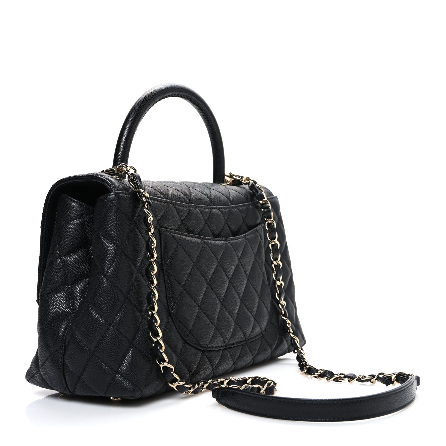 Caviar Quilted Small Coco Handle Flap Black