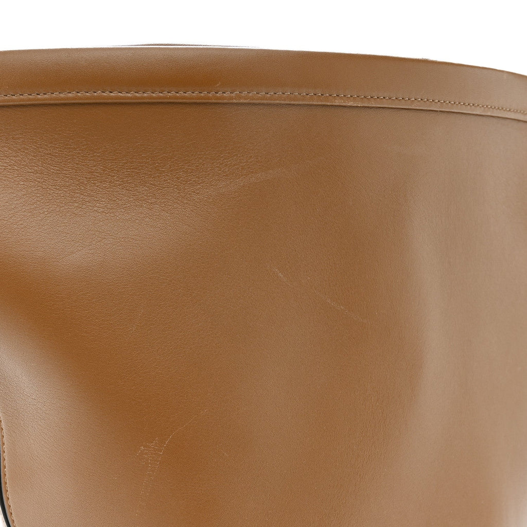 Smooth Calfskin Clasp Bucket Bag Brown
