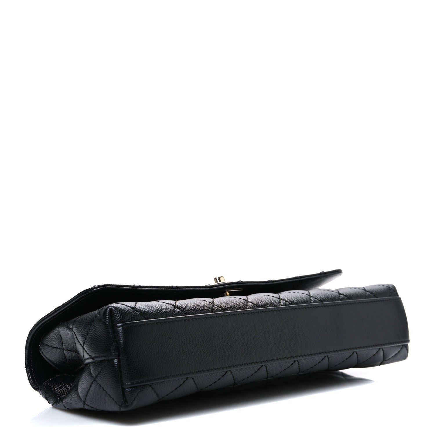 Caviar Quilted Maxi East West Coco Handle Flap Black