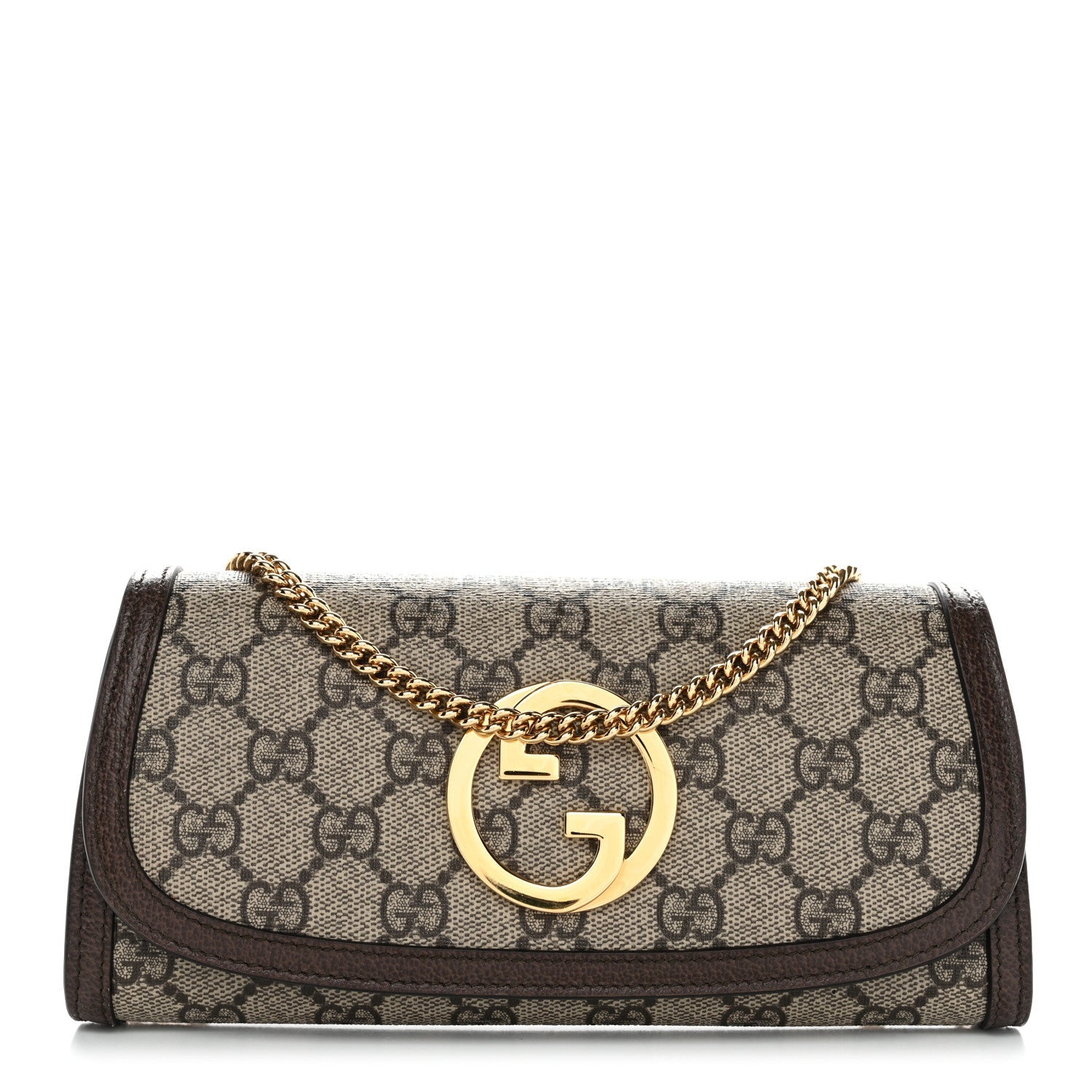 GG Supreme Monogram Textured Dollar Calfskin Blondie Continental Chain Wallet Beige Ebony New Acero