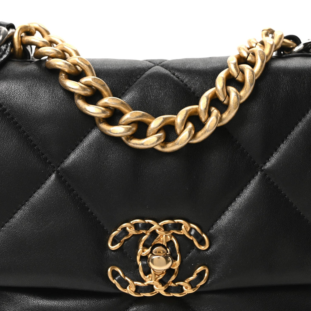 Lambskin Quilted Medium Chanel 19 Flap Black