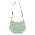 Satin Crystal Cleo Adjustable Strap Shoulder Bag Acqua