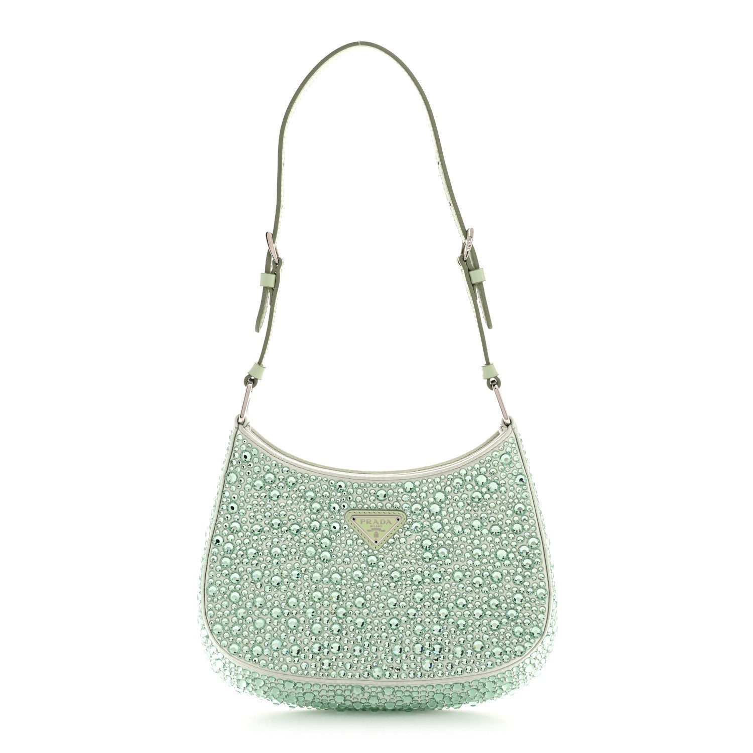 Satin Crystal Cleo Adjustable Strap Shoulder Bag Acqua