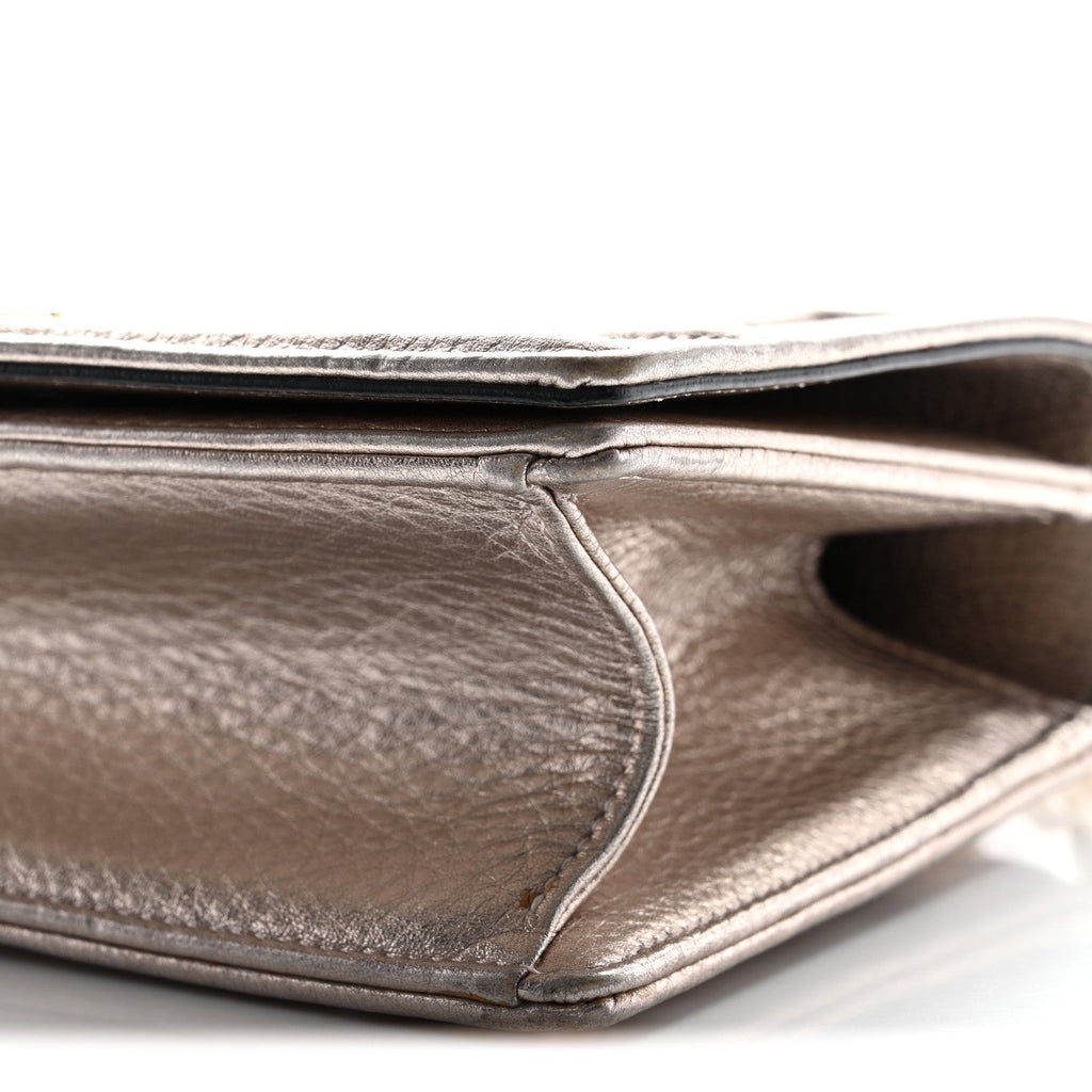 Metallic Grained Calfskin Small Diorama Flap Bag Copper