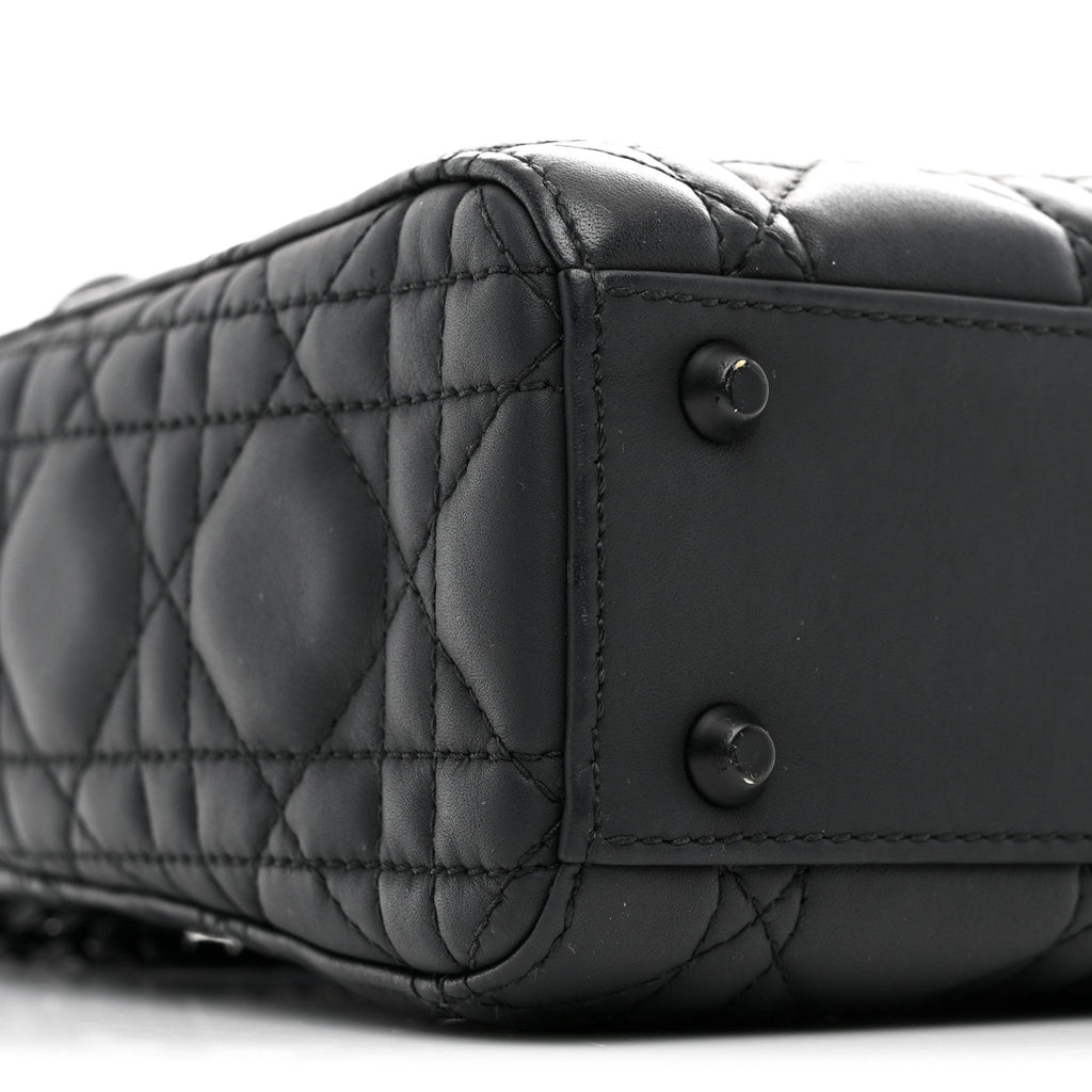 Ultra Matte Calfskin Cannage Mini Lady Dior Black