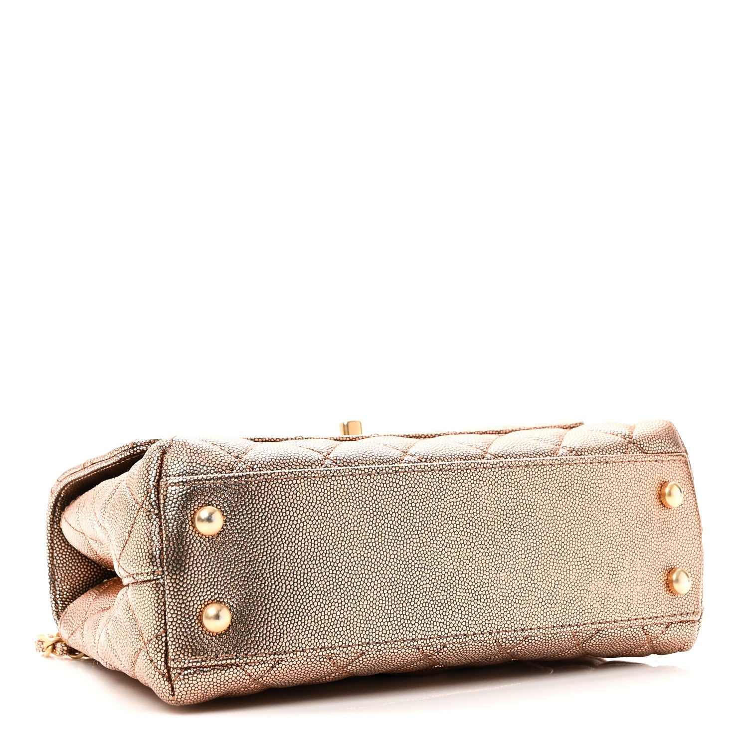 Metallic Caviar Quilted Mini Coco Handle Flap Gold