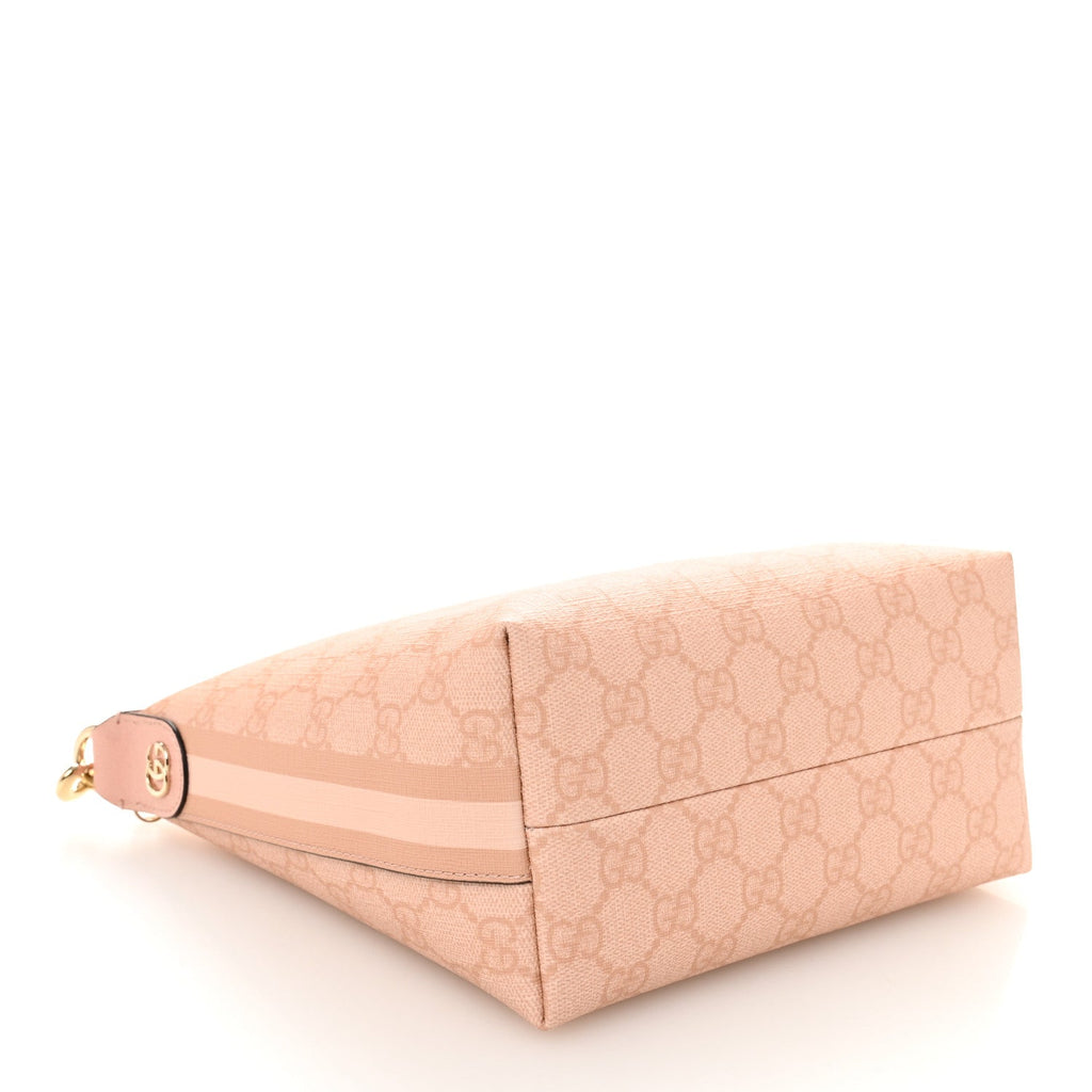 GG Supreme Monogram Textured Calfskin Web Super Mini Ophidia Shoulder Bag Pink