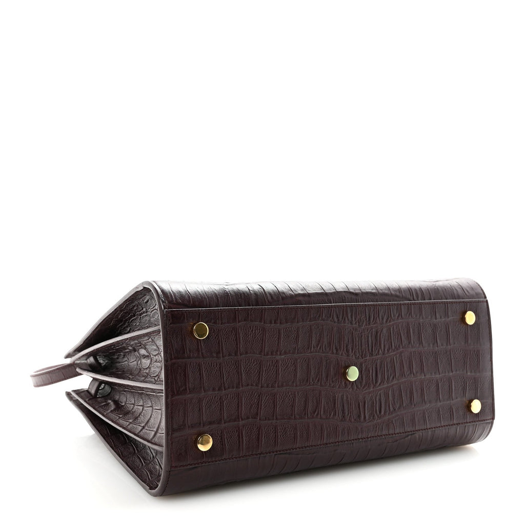 Calfskin Crocodile Embossed Small Sac De Jour Amarena