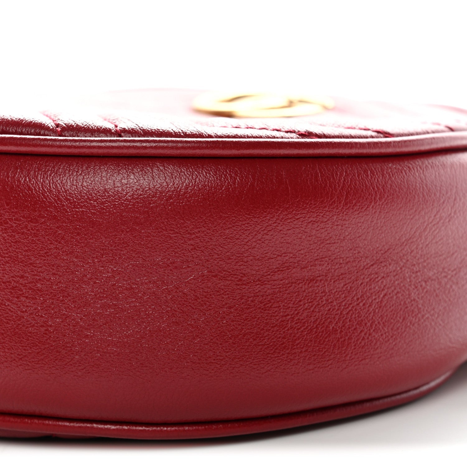 Glazed Calfskin Matelasse Heart Mini GG Marmont Round Shoulder Bag Romantic Cerise