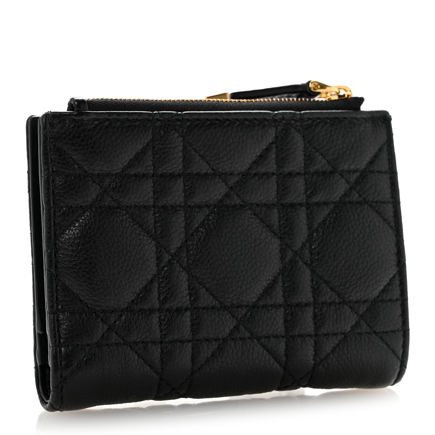Grained Calfskin Supple Cannage Caro Dahlia Wallet Black