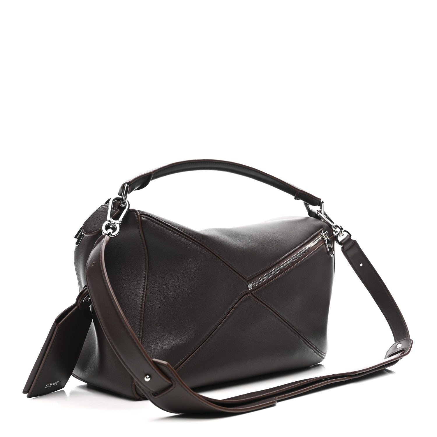 Nappa Lambskin Large Featherlight Puzzle Bag Dark Chestnut