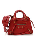 Grained Calfskin Neo Classic Gold Hardware Nano City Crossbody Medium Red