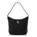 Lambskin Quilted Large CC Links Hobo Black