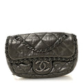 Metallic Aged Calfskin Mini Chain Me Flap Pewter