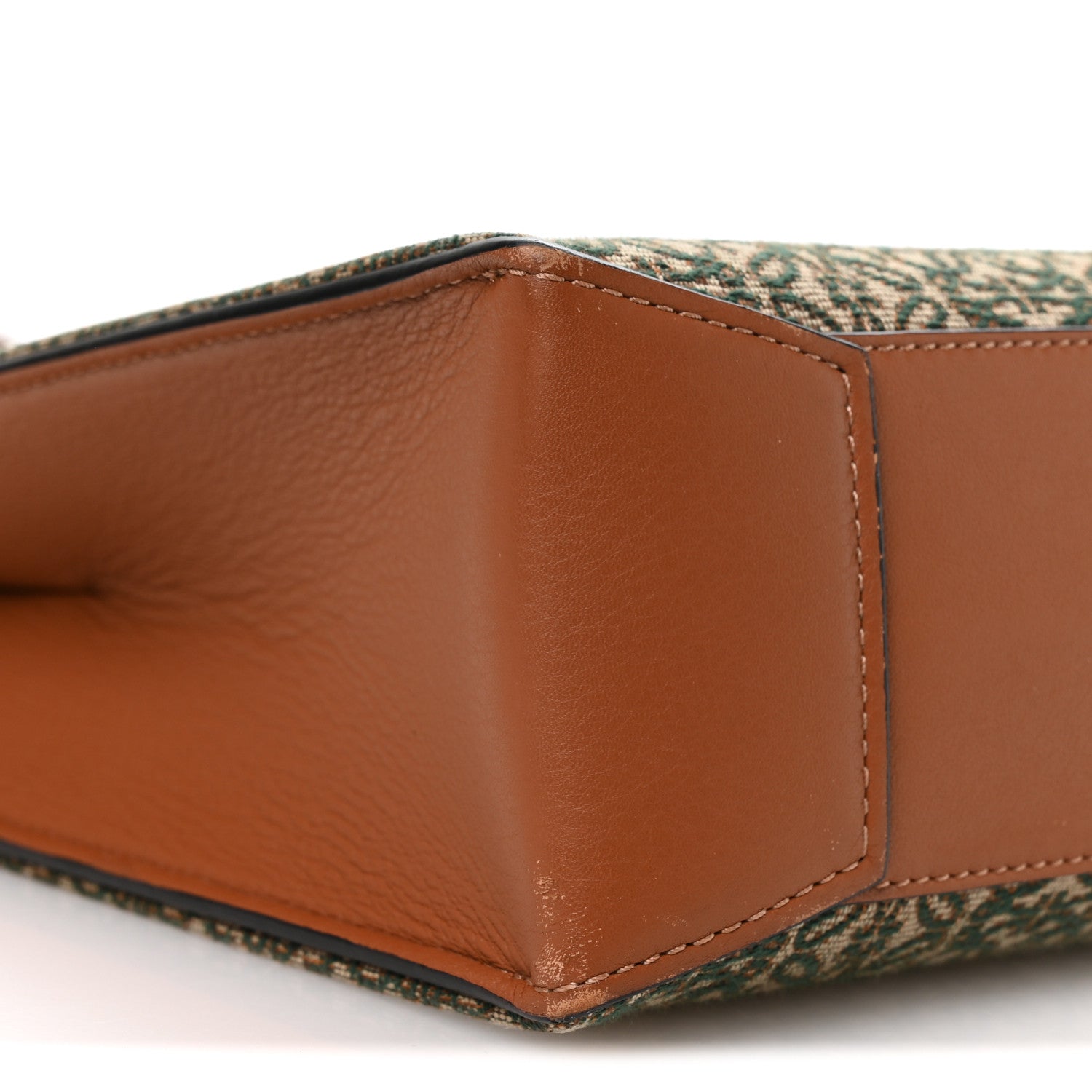 Jacquard Anagram Calfskin Buckle Tote Green