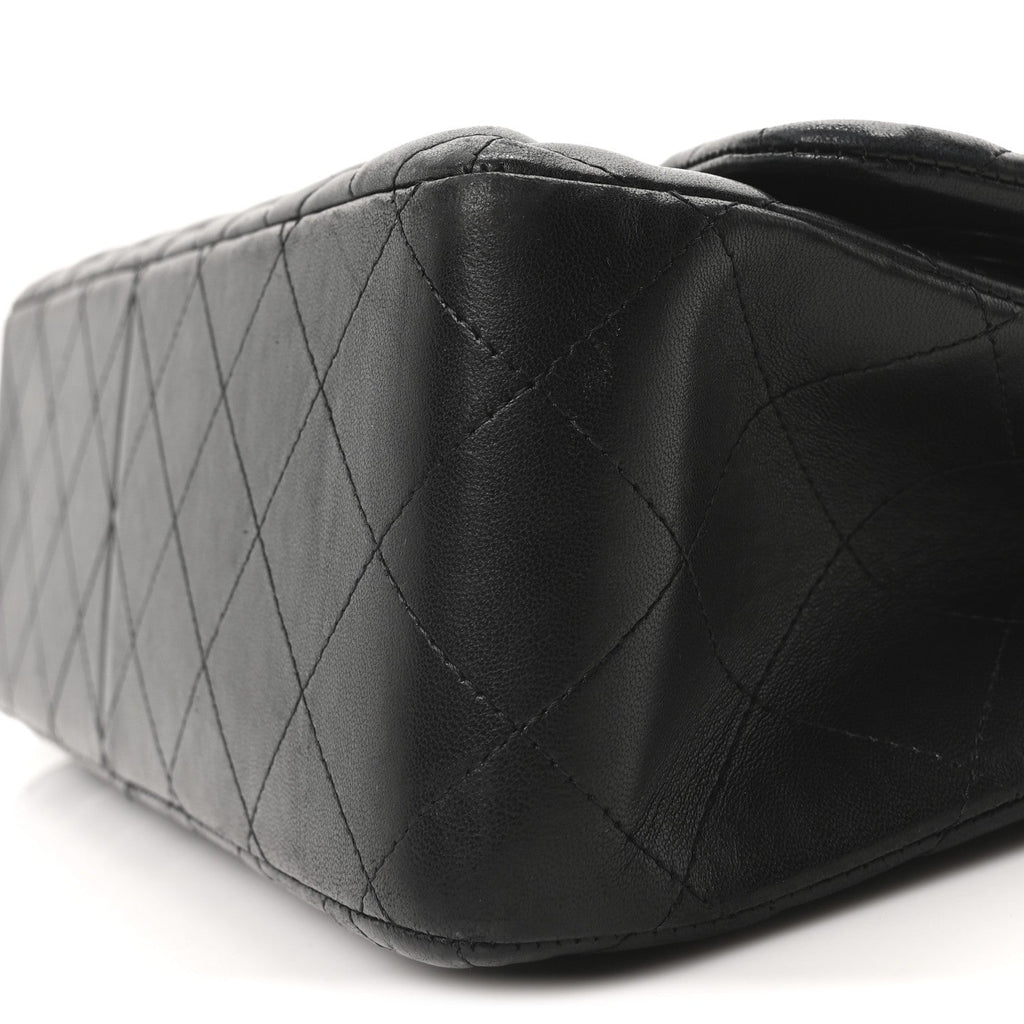 Lambskin Quilted Jumbo Double Flap Black