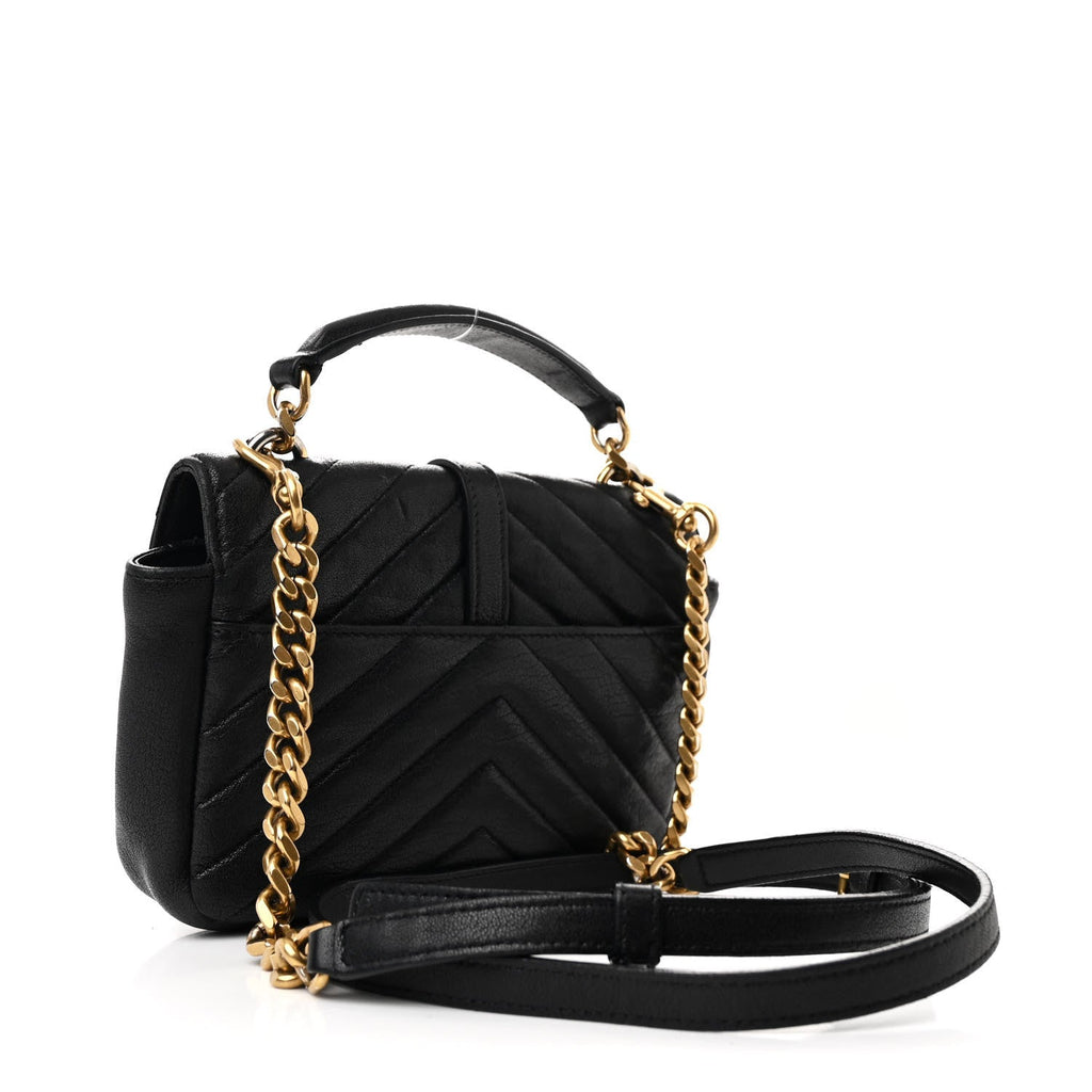 Sheepskin Matelasse Chevron Monogram College Chain Wallet Black