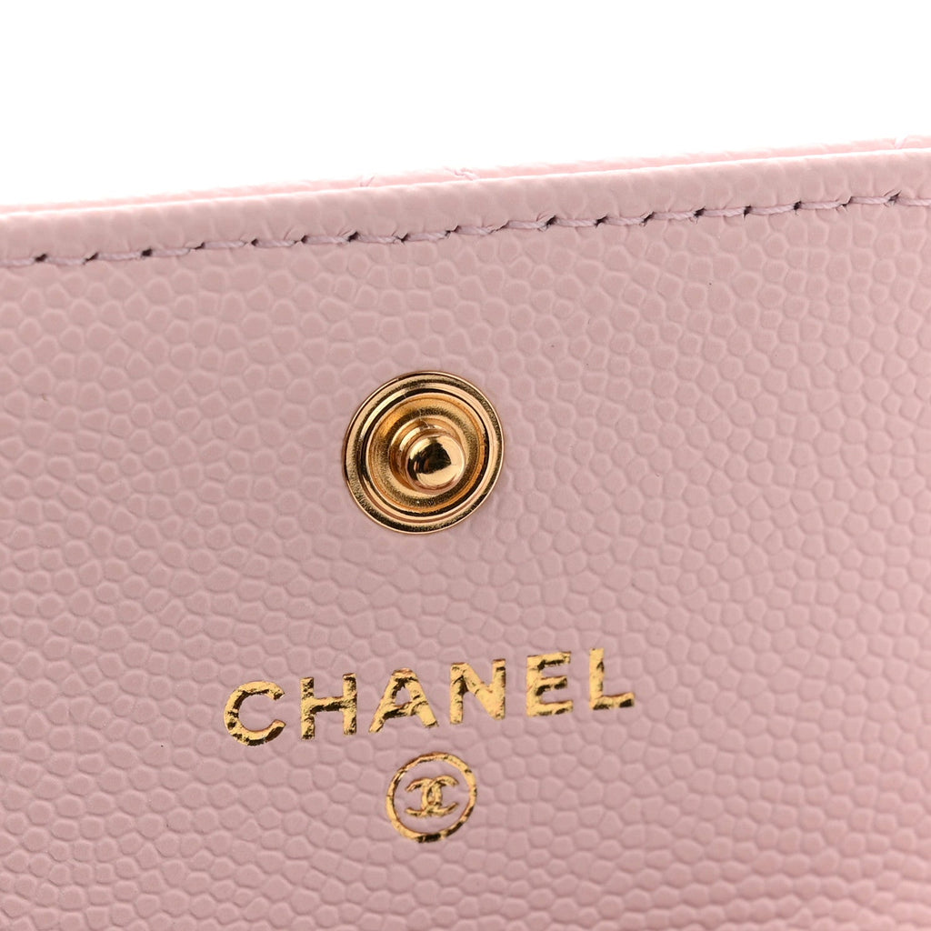 Caviar Quilted CC Flap  Holder Rose