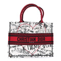 Canvas Embroidered Medium Dioramour Graffiti Book Tote Latte Multicolor