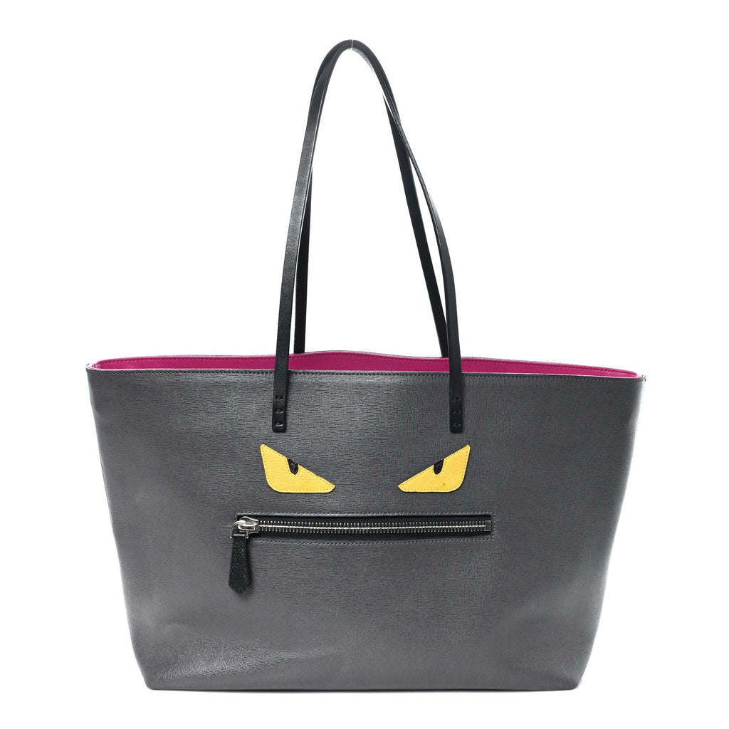 Vitello Elite Cuoio Monster Buggies Medium Roll Tote Carbone Black Multicolor Magenta