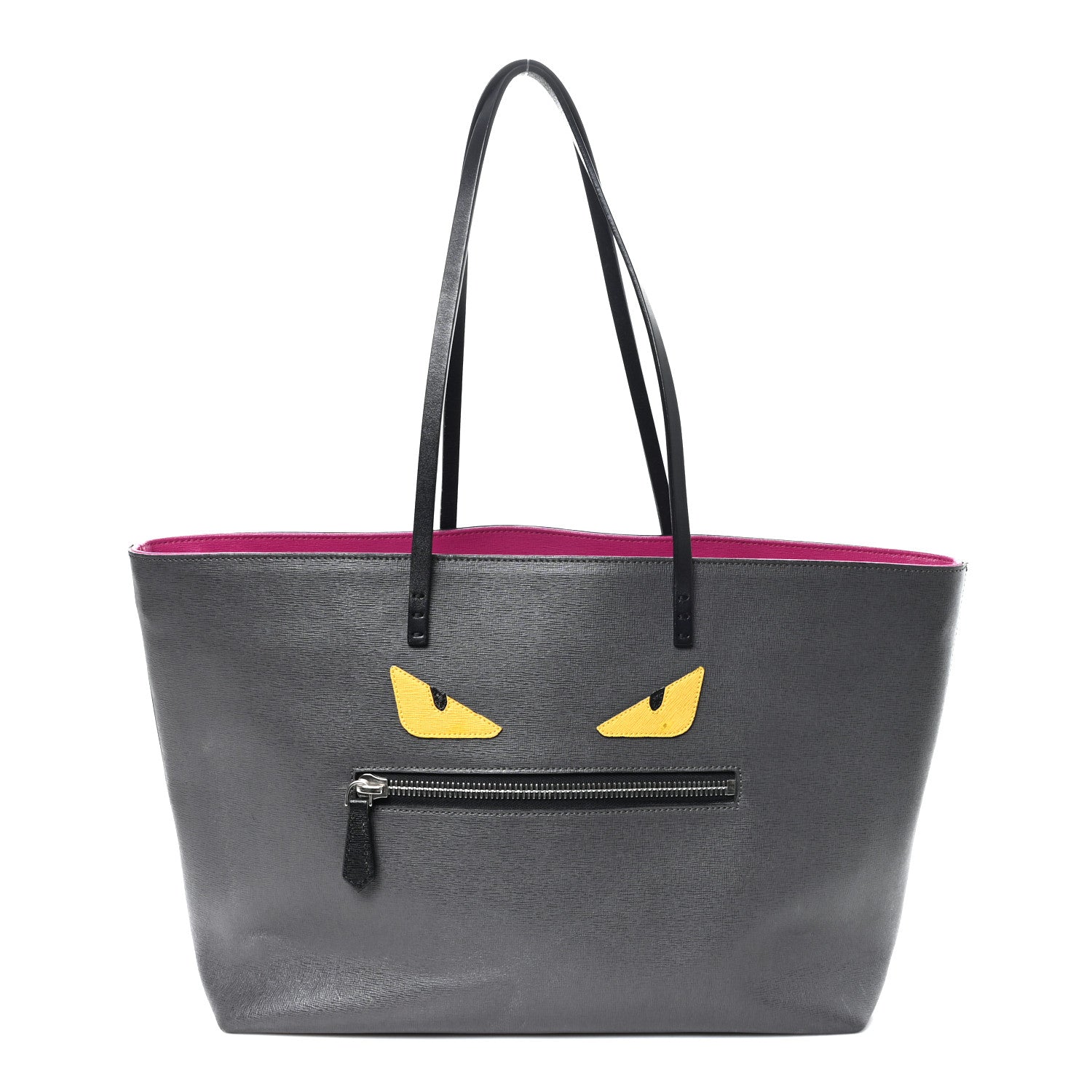 Vitello Elite Cuoio Monster Buggies Medium Roll Tote Carbone Black Multicolor Magenta