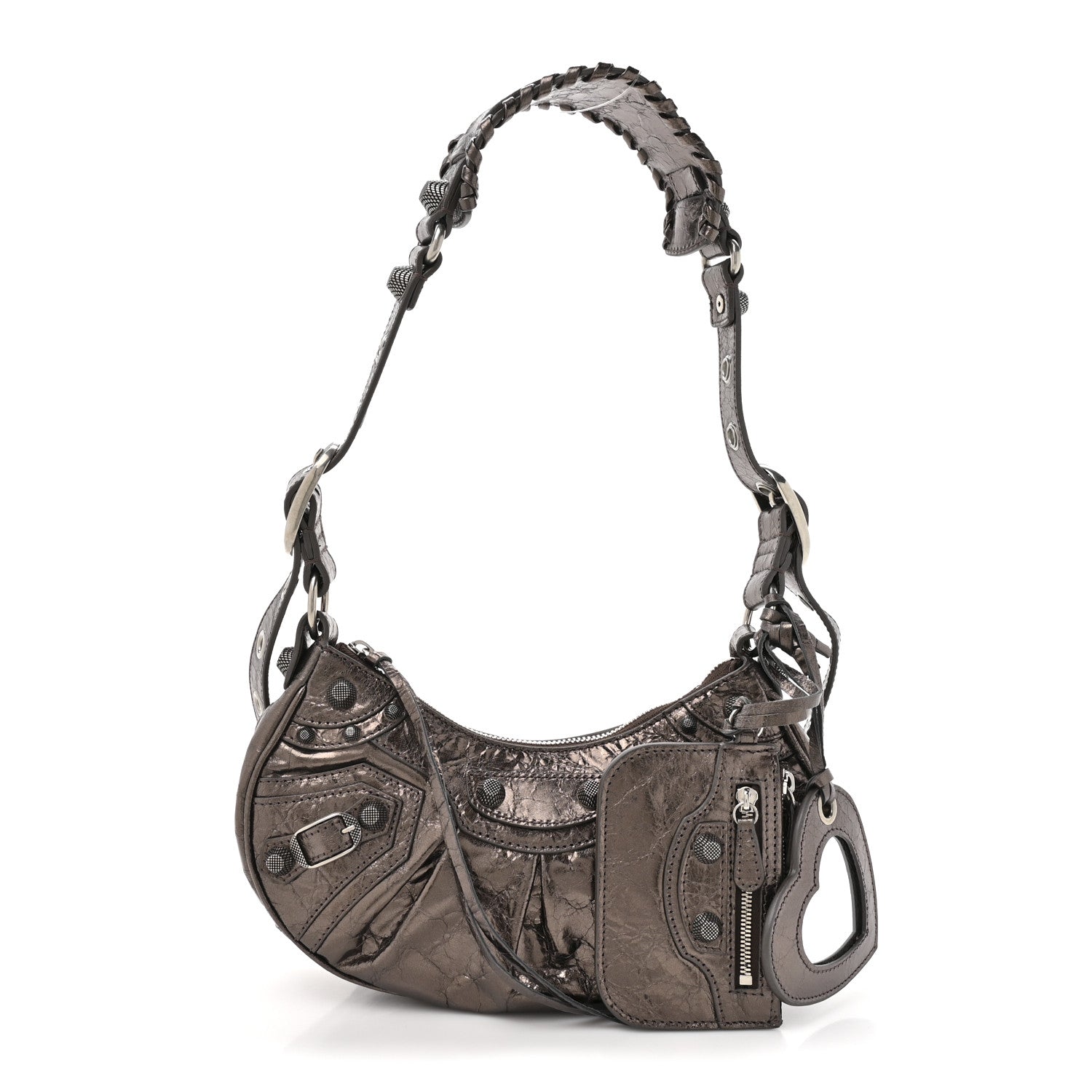 Metallic Agneau Arena Le Cagole Shoulder Bag XS Dark Bronze