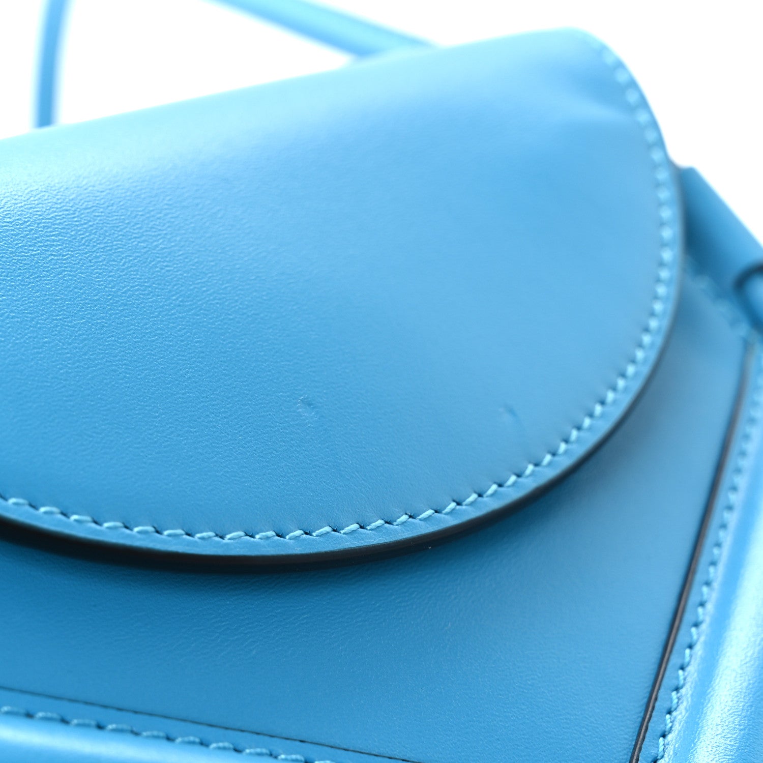 Calfskin The Curve Micro Crossbody Pouch Bag Blue