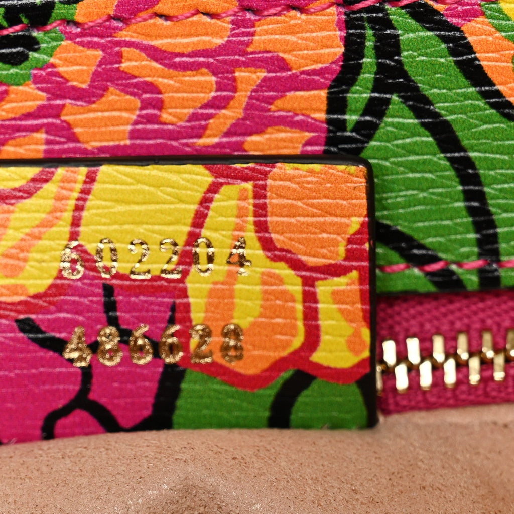 X KEN SCOTT New Shangai Calfskin Pomponica Print Horsebit 1955 Shoulder Bag  Multicolor Fuxia Pompon
