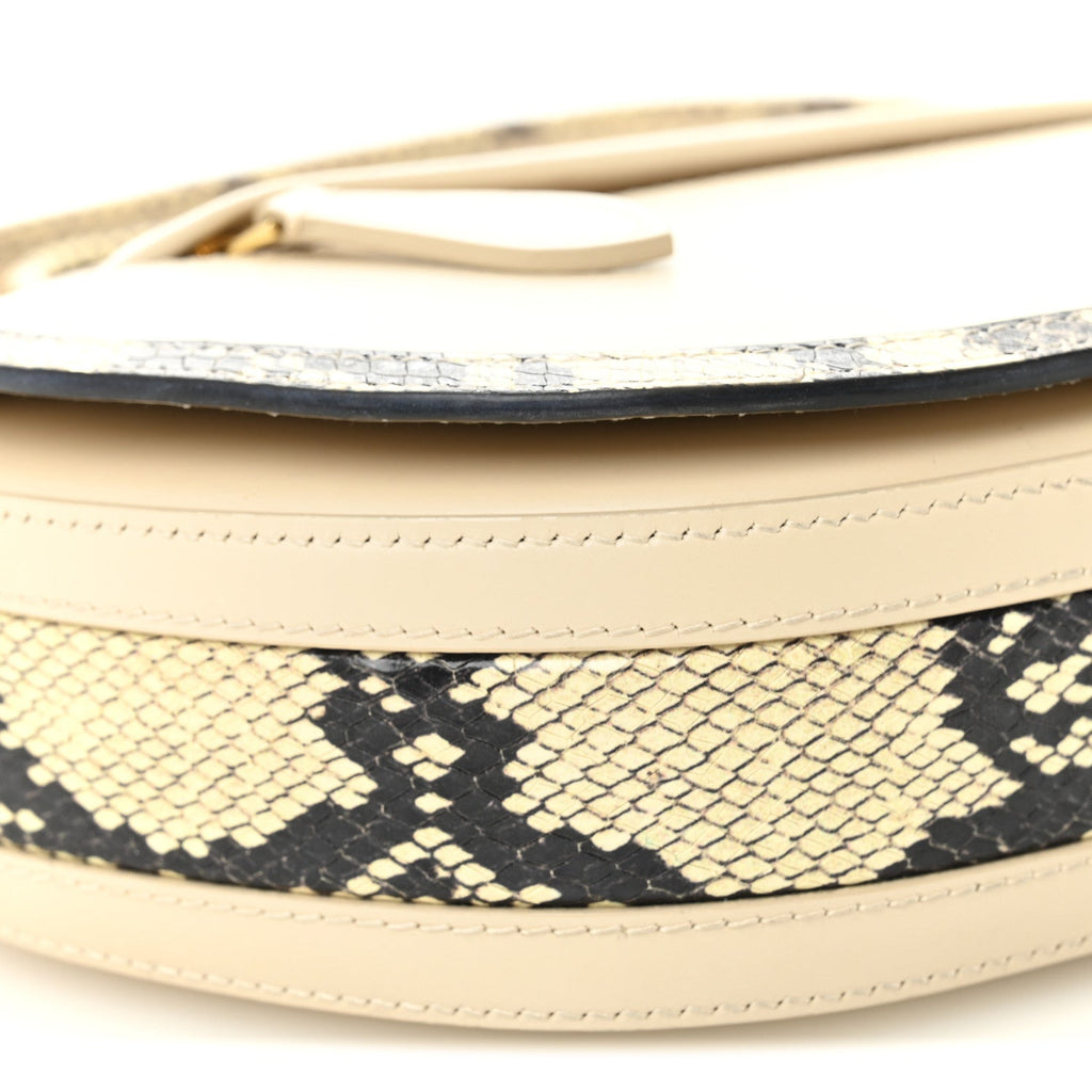 Calfskin Snakeskin Small Olympia Shoulder Bag Pale Biscuit