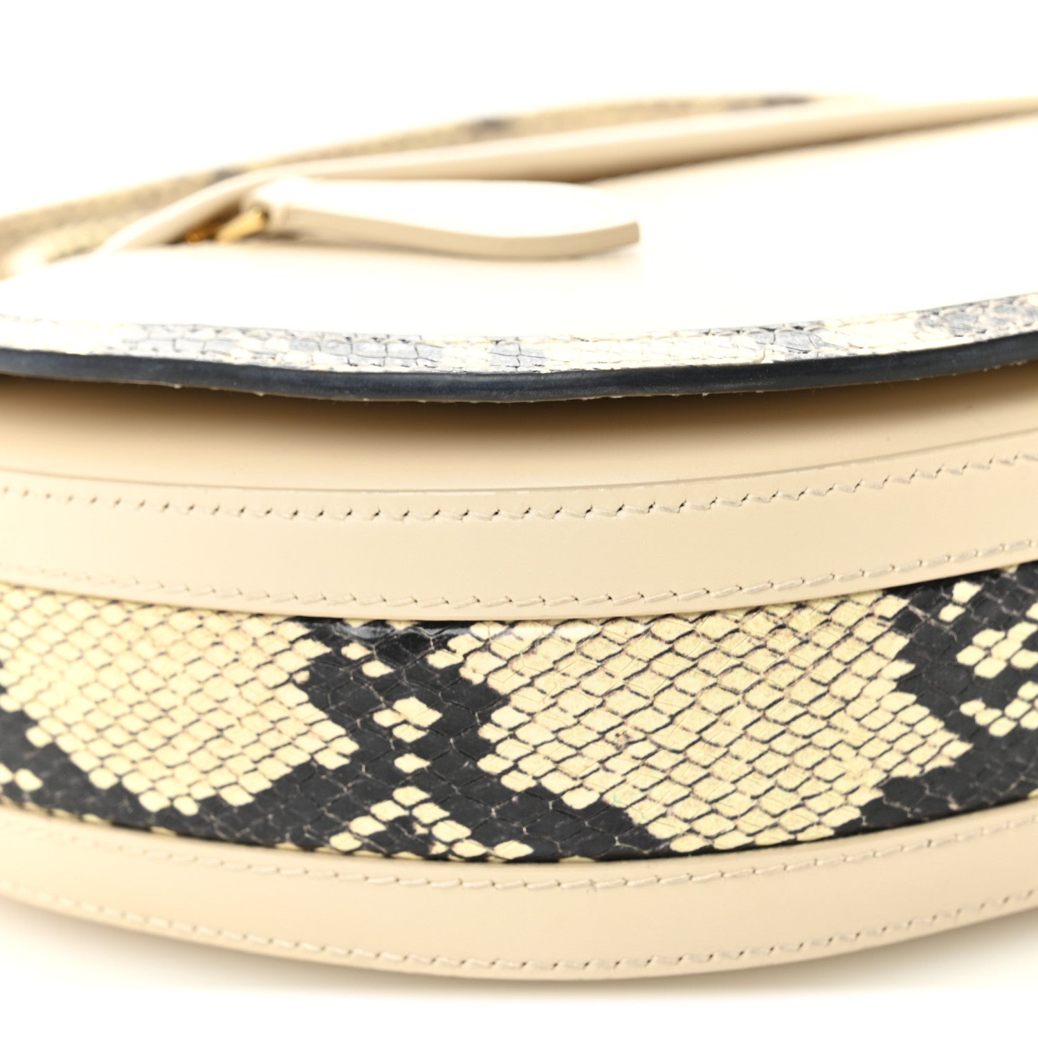Calfskin Snakeskin Small Olympia Shoulder Bag Pale Biscuit