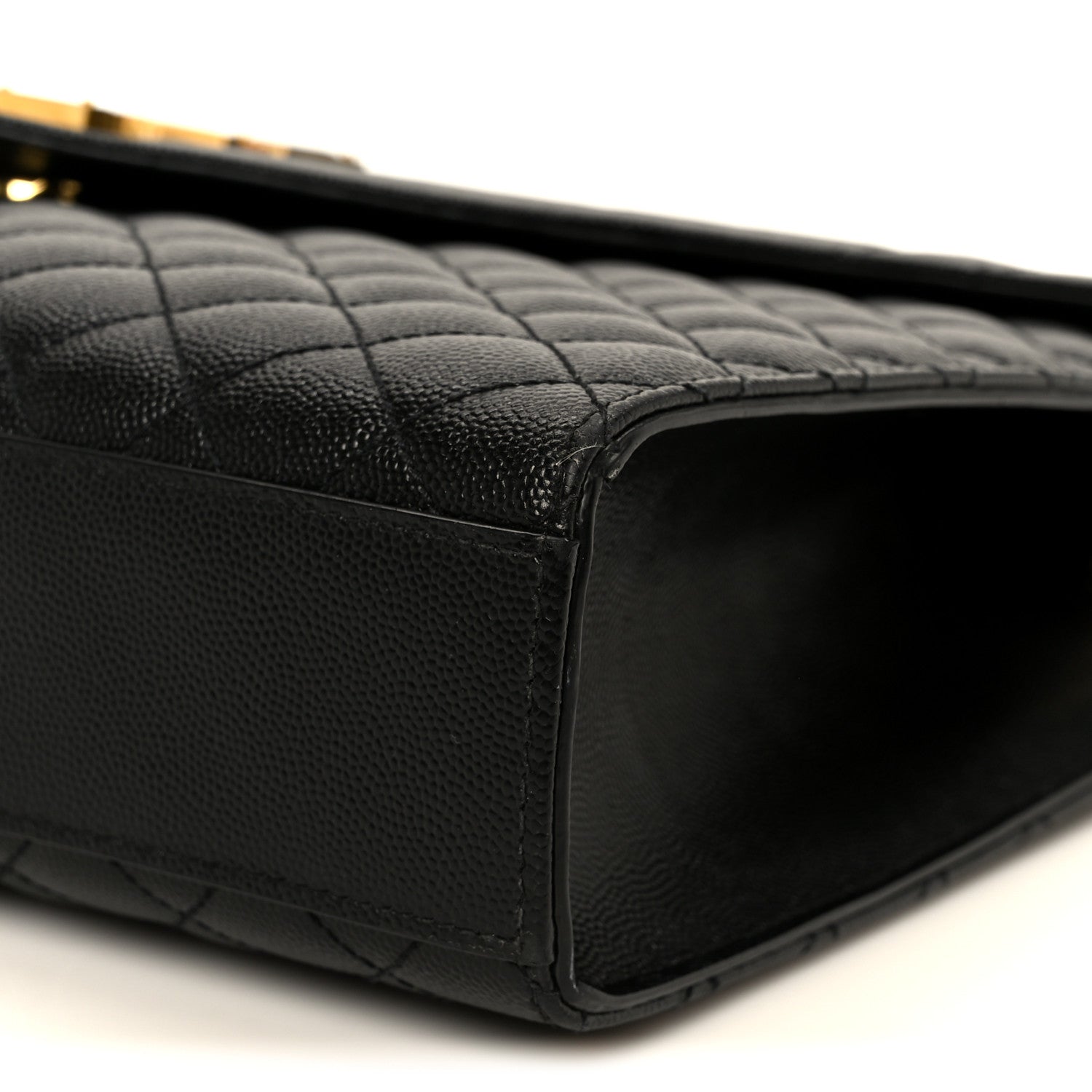 Grain De Poudre Textured Mixed Matelasse Large Triquilt Monogram Satchel Black