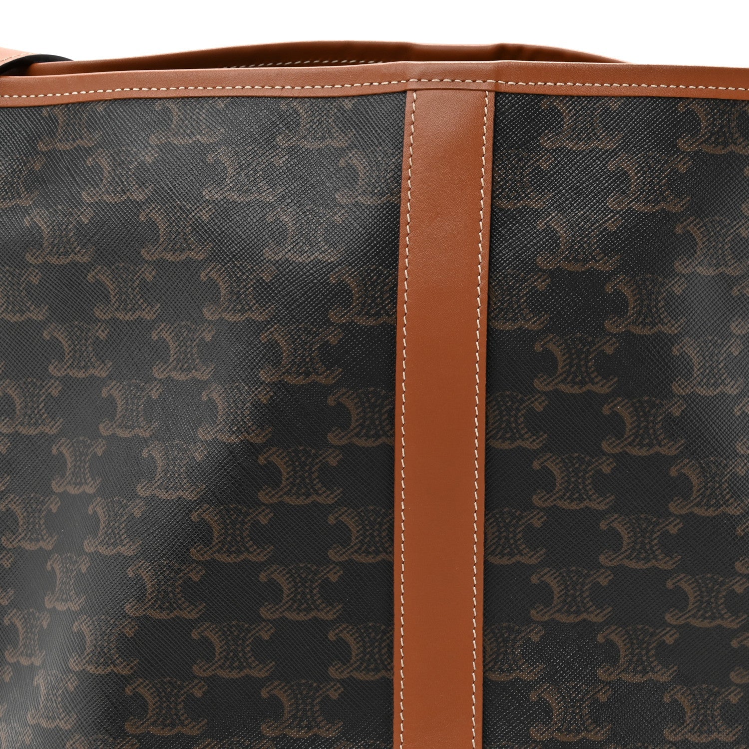 Triomphe Canvas Calfskin Medium Bucket Bag Tan