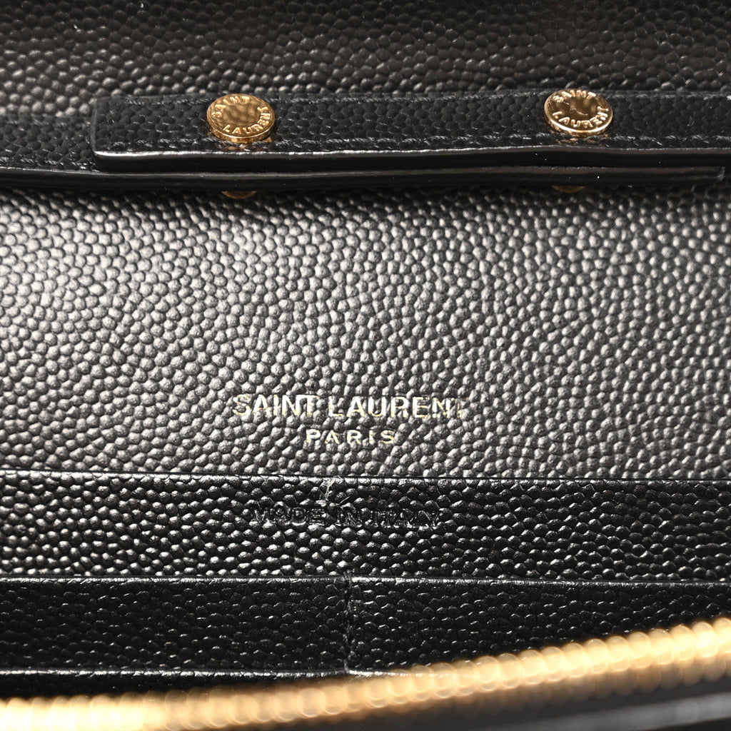 Grain De Poudre Matelasse Chevron Monogram Chain Wallet Black