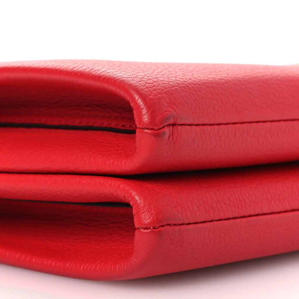 Grained Calfskin Milla Double Crossbody Bag Ruby Red