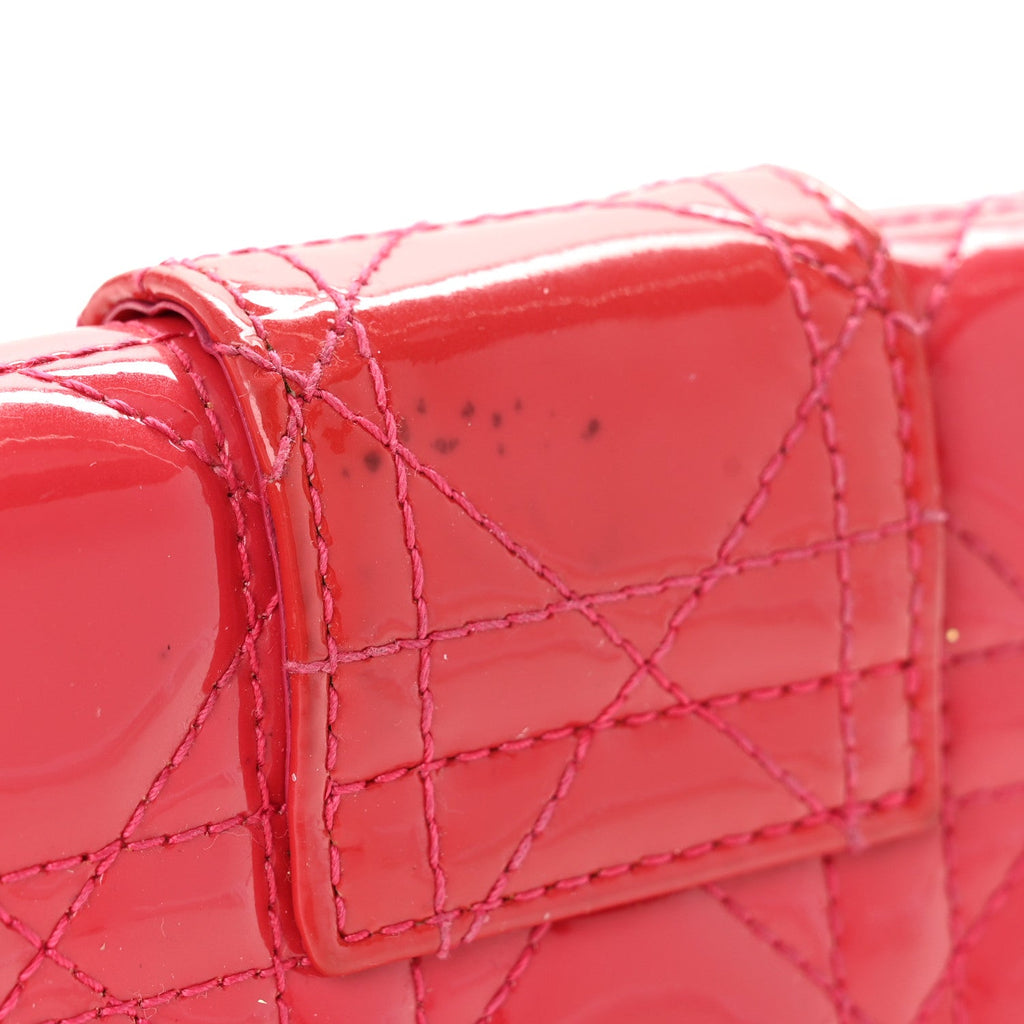 Patent Cannage Miss Dior Chain Wallet Fuchsia