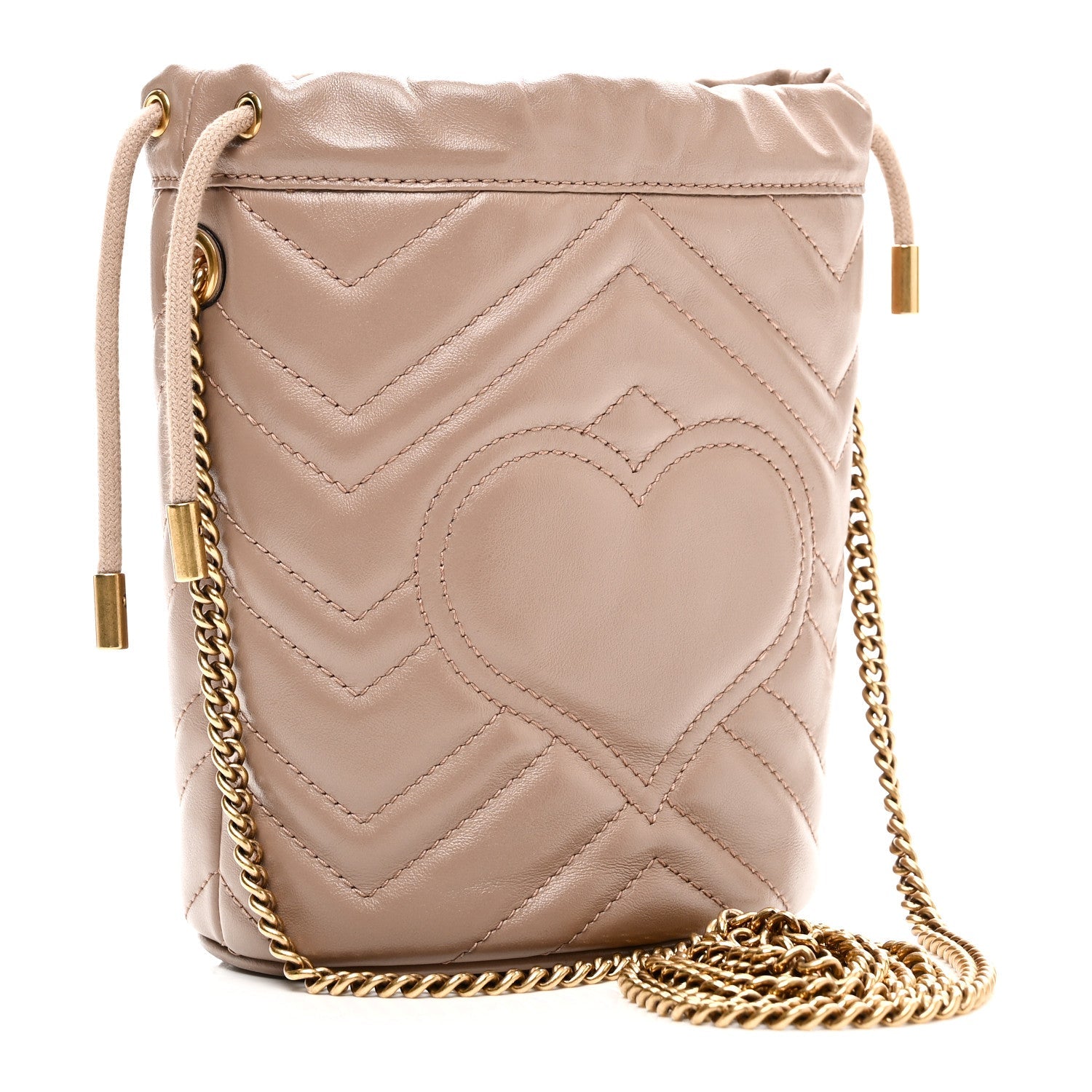 Calfskin Matelasse Mini GG Marmont 2.0 Bucket Bag Porcelain Rose