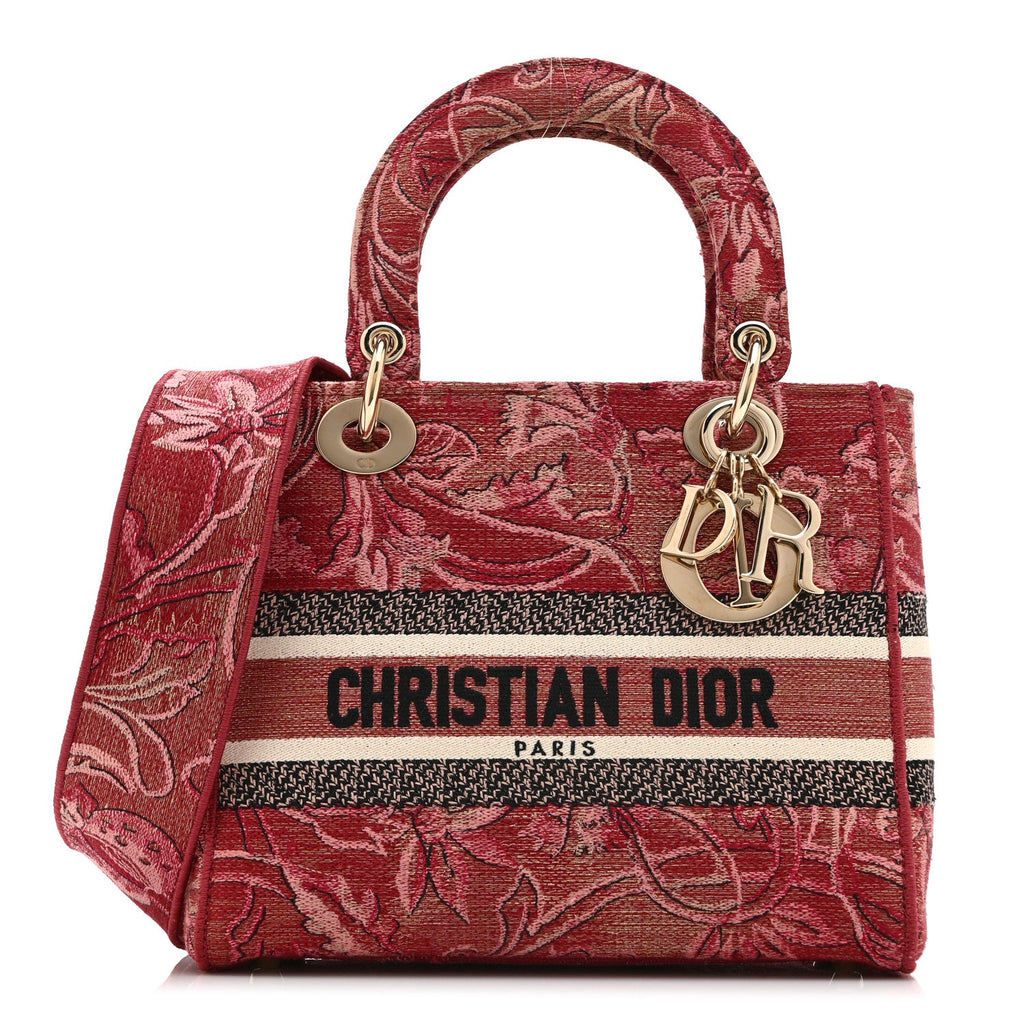 Metallic Canvas Embroidered Brocart Medium Lady D-Lite Pink