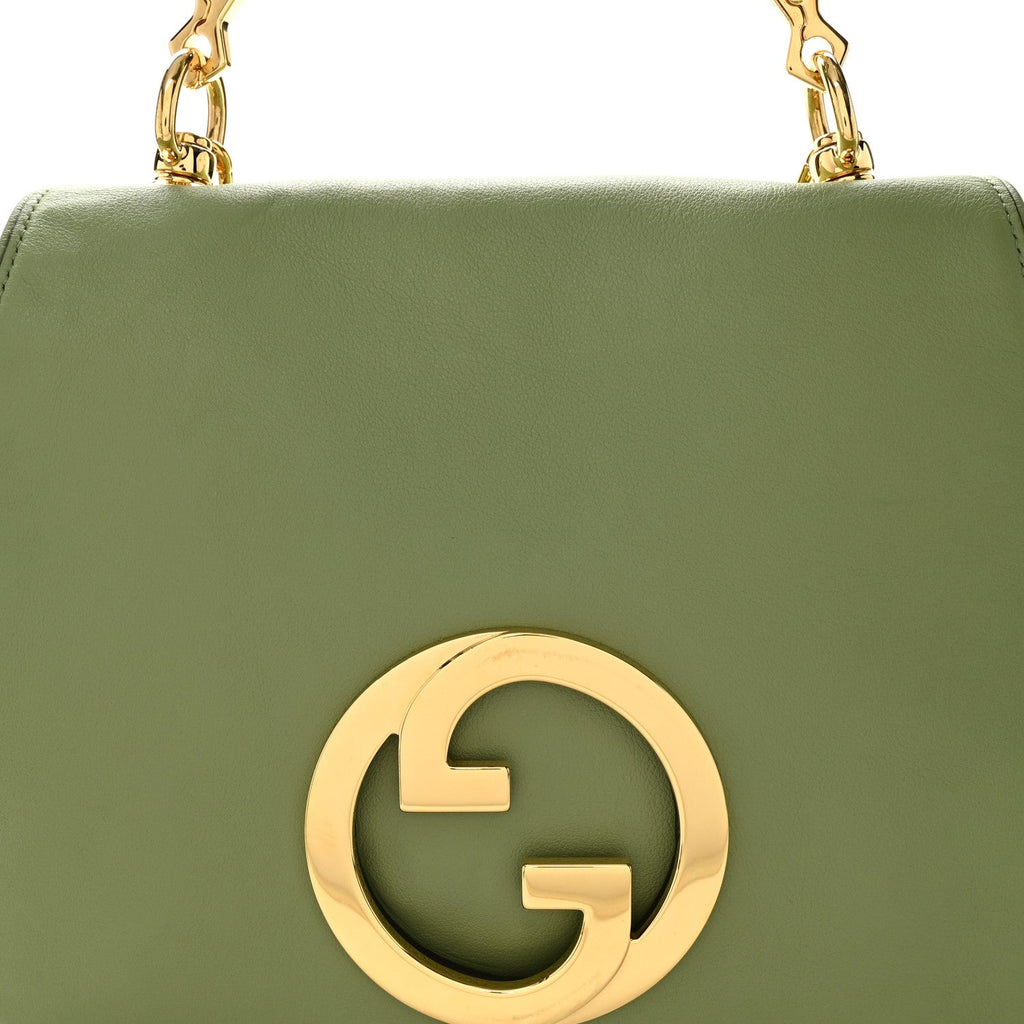 Roxy Calfskin Web Medium Blondie Top Handle Shoulder Flap Bag Salamander Green
