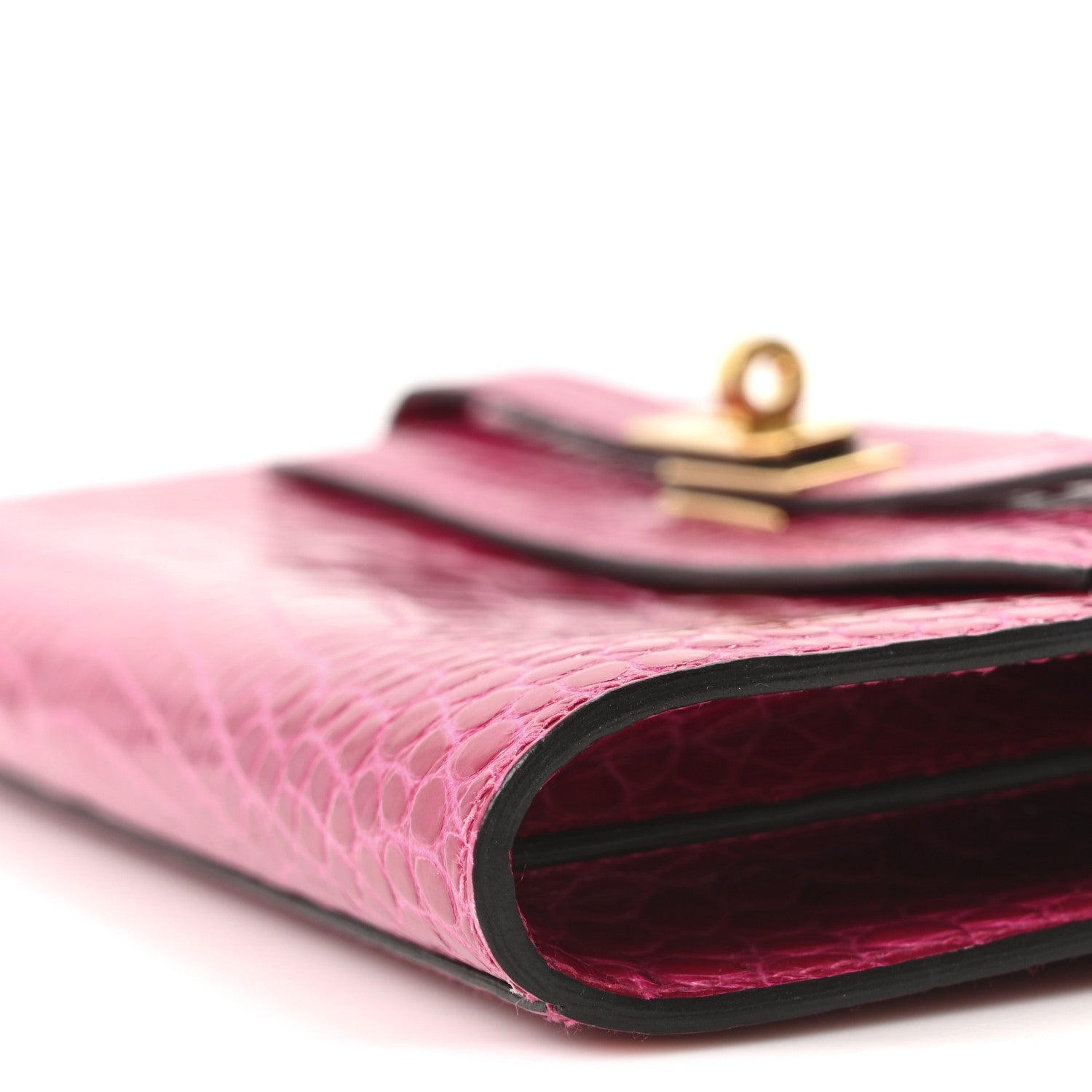 Shiny Alligator Kelly Wallet To Go Rose Scheherazade