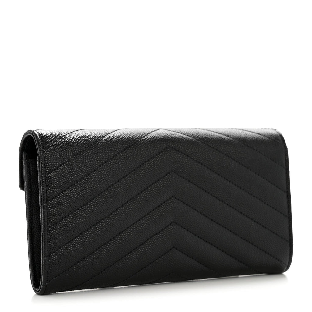 Grain De Poudre Matelasse Chevron Monogram Flap Wallet Black