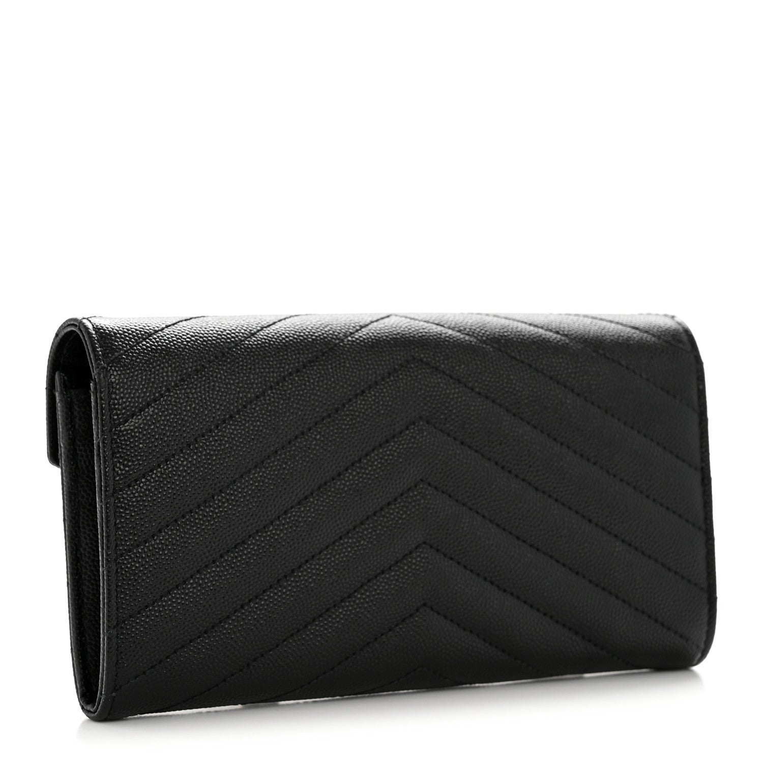 Grain De Poudre Matelasse Chevron Monogram Flap Wallet Black