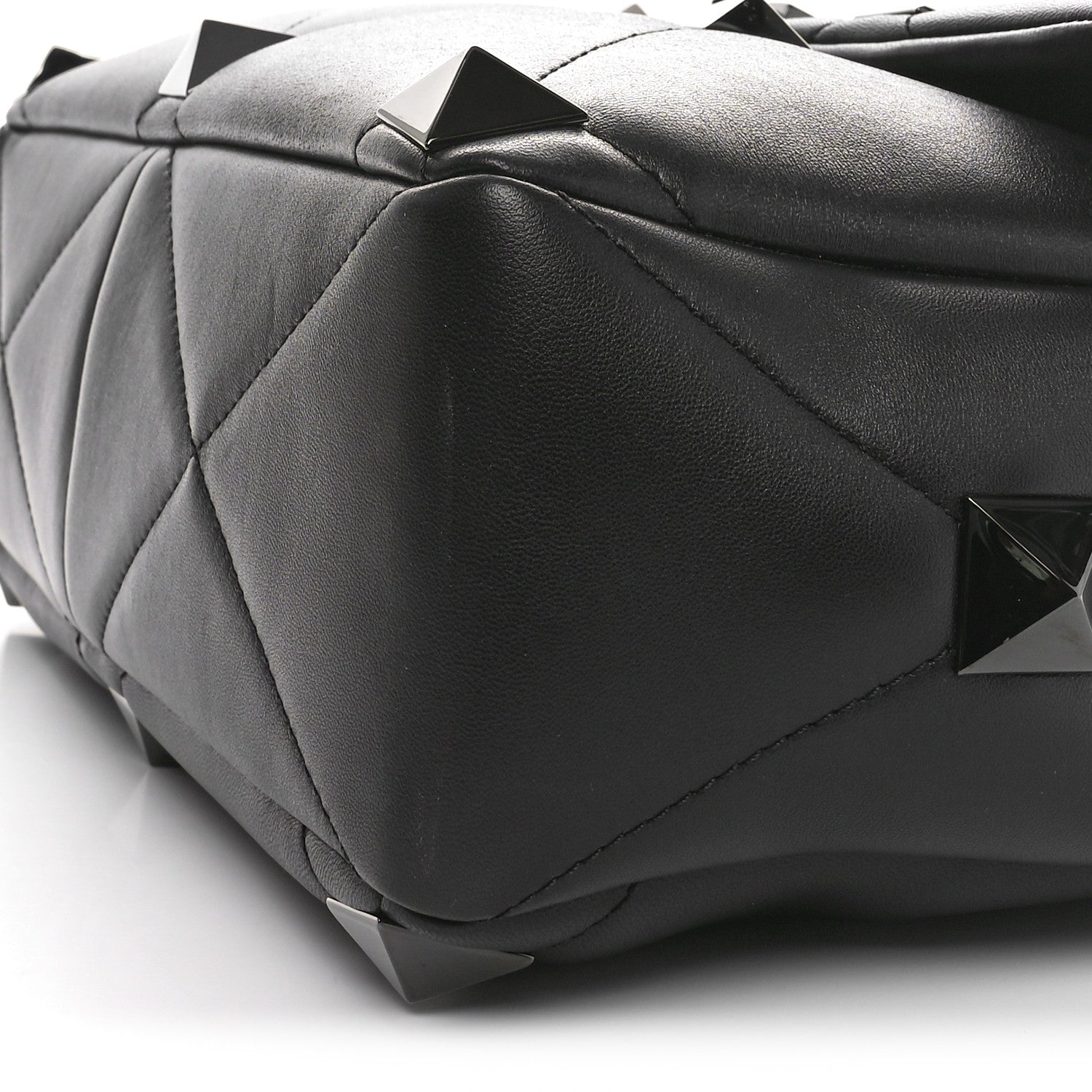 Nappa Monochrome Large Roman Stud Shoulder Bag Black