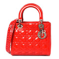 Patent Cannage Whipstitch Medium Lady Dior Red