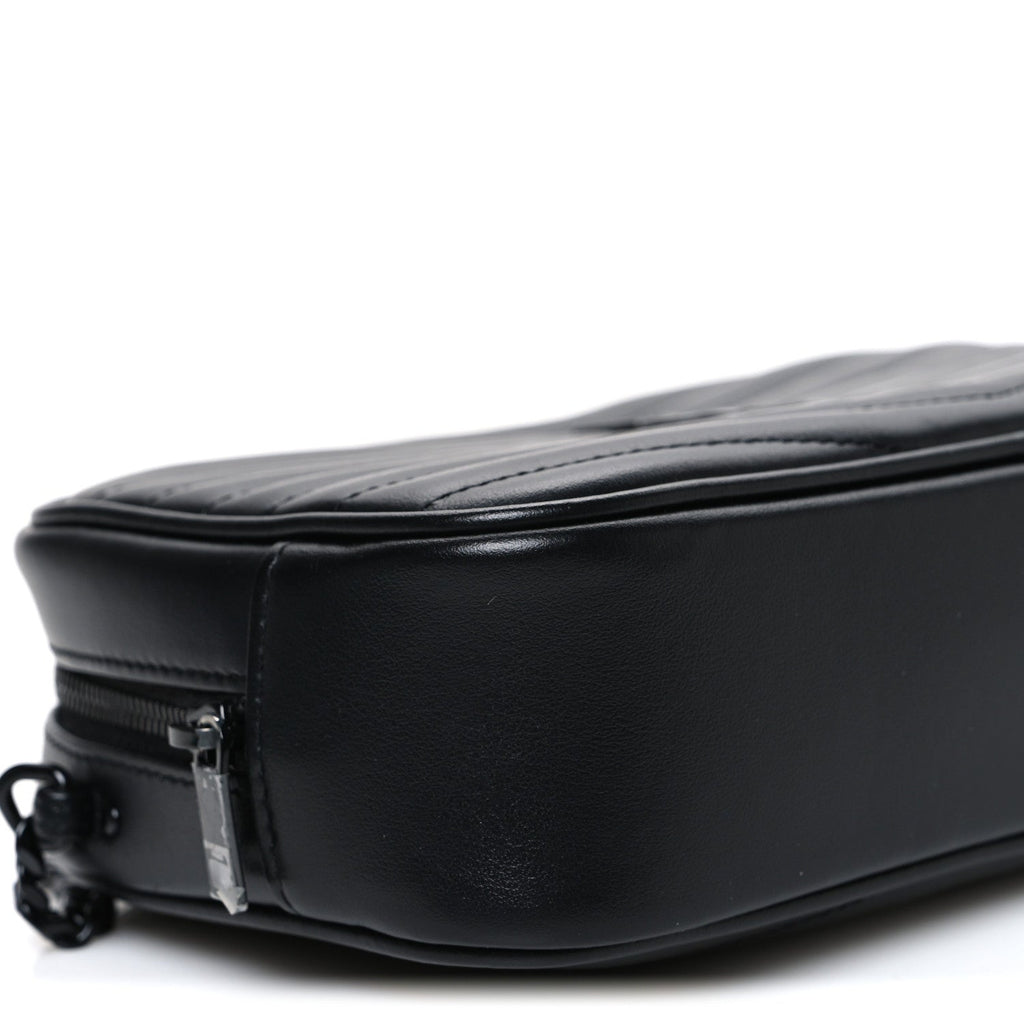 Calfskin Matelasse Monochrome Monogram Mini Lou Camera Bag Black