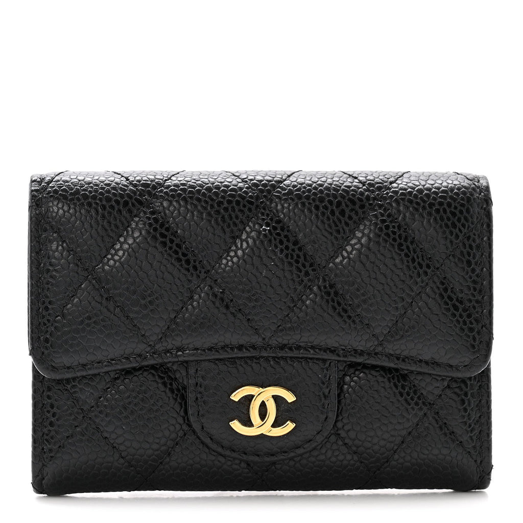 Caviar Quilted Flap  Holder Black