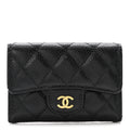 Caviar Quilted Flap  Holder Black