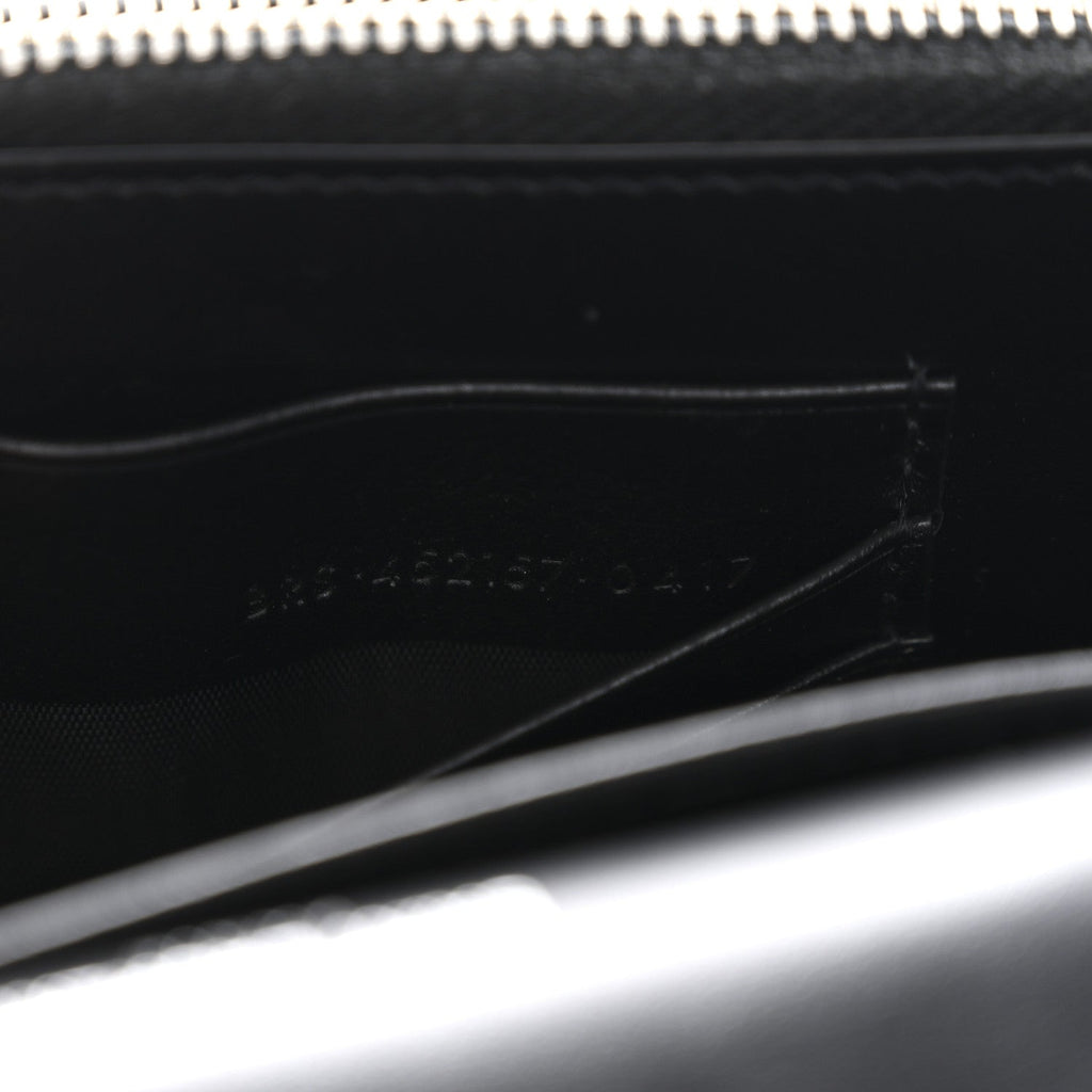 Calfskin Crocodile Embossed Monogram Sunset Chain Wallet Black
