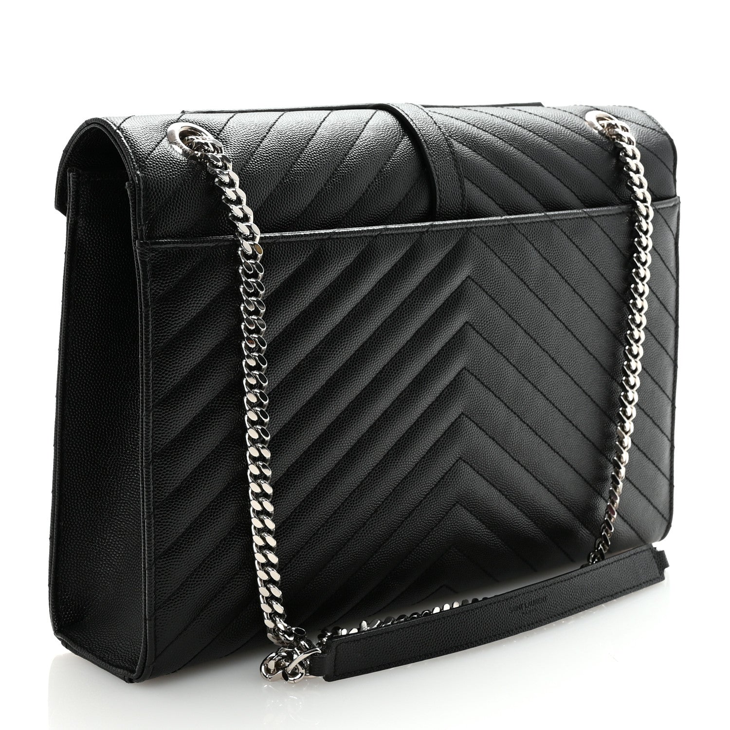 Grain De Poudre Matelasse Chevron Large Monogram Satchel Black